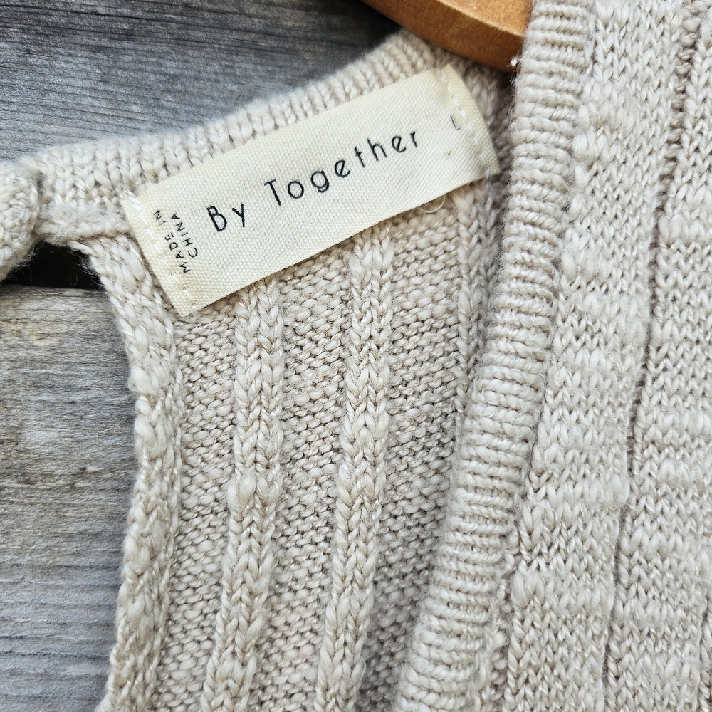 By Together Beige Ribbed Wide-Leg Knit Jumpsuit - Picture 2 of 5